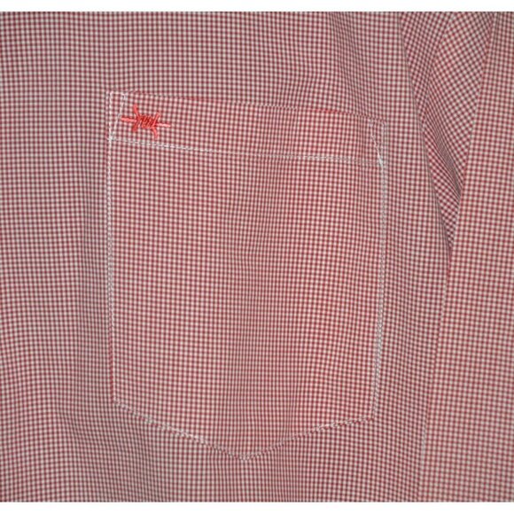 Texas Standard Red Micro Check Men's Dress Shirt Cotton Long Sleeve Western - Picture 4 of 11